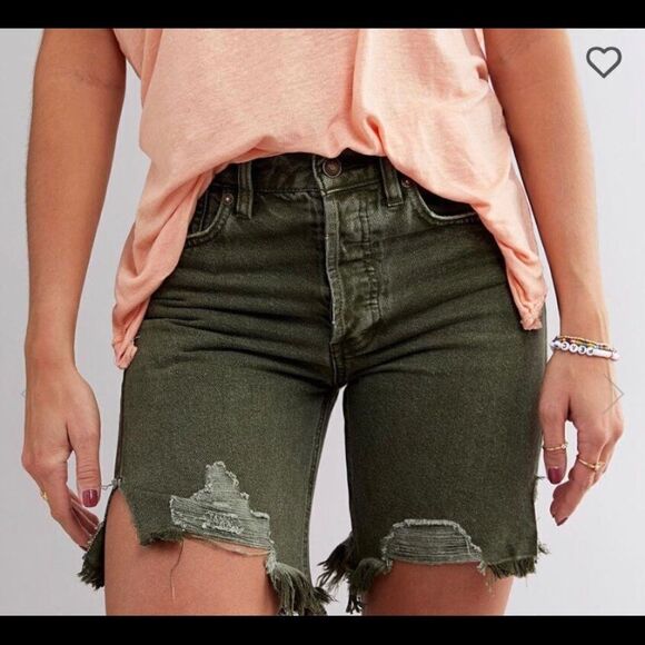 NWOT We The Free denim green shorts size 24 - Picture 3 of 8